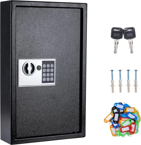 Vista 7 de UMEKEN Caja de llaves de montaje en pared con 40 posiciones, caja de seguridad digital para armario de automóvil con código, caja de seguridad
