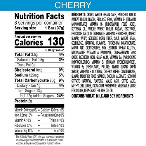 Vista 2 de Kellogg's Nutri-Grain, barras de desayuno horneadas suaves, cereza, hechas con grano entero, 10.4 onzas (8 unidades)