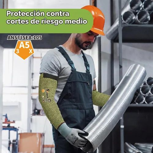 Vista 3 de Schwer CORE Mangas de Protección para Brazo S081, Mangas Resistentes a Cortes ANSI A5 con Orificio para el Pulgar, Manga de Soldadura Resistente a