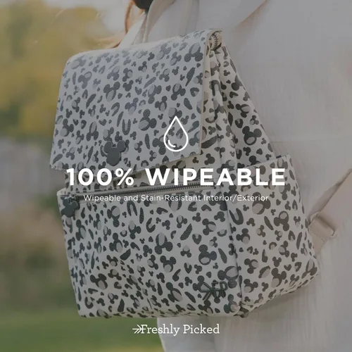 Vista 8 de Freshly Picked Classic Mini II - Mochila para pañales de piel vegana lavable, 8 bolsillos (leopardo de mico)
