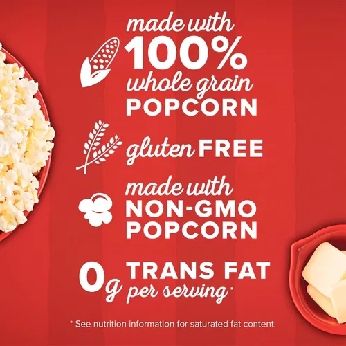 Vista 4 de Orville Redenbacher's Bolsa clásica de palomitas de maíz, mantequilla sin gluten, 19.74 onzas (paquete de 6)