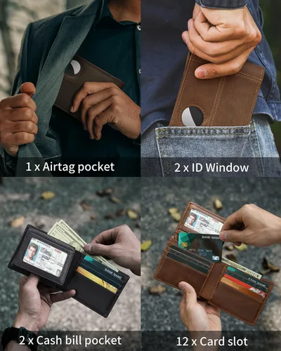 Vista 3 de Cartera con soporte AirTag, Negro -, Moderno