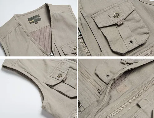 Vista 4 de Flygo Chaleco de viaje casual para hombre con bolsillos