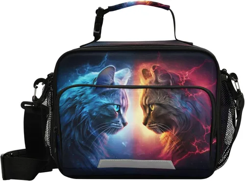 Vista 28 de MNSRUU Bolsa de almuerzo con aislamiento de astronauta espacial para mujeres, lonchera para hombre, con correa ajustable para el hombro, bolsa