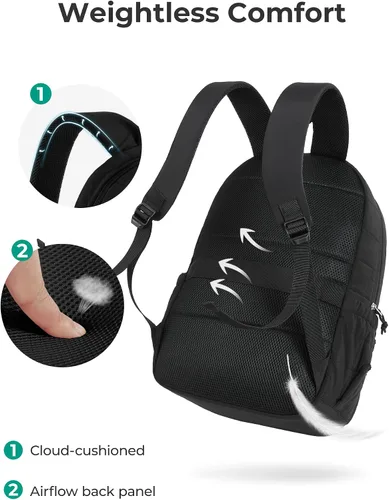 Vista 7 de BAGSMART Mochila de viaje para mujer, mochila universitaria para laptop de Negro