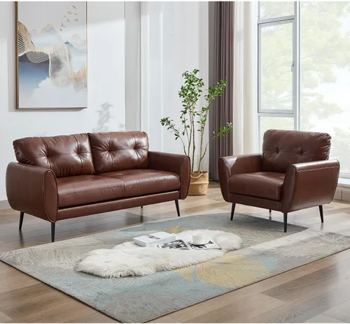 Vista 19 de TYBOATLE Sofá de sofá de 61 pulgadas de cuero sintético negro, sofá de dos plazas pequeño para sala de estar, sofá de estilo moderno de mediados
