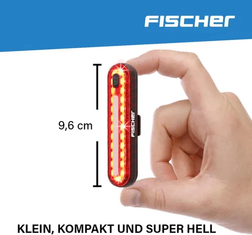 Vista 5 de Fischer LED Akku Stableuchte, Rücklicht, Fahrradbeleuchtung, Fahrrad-Rückleuchte, barra auxiliar, Schutzart IPX4, negro
