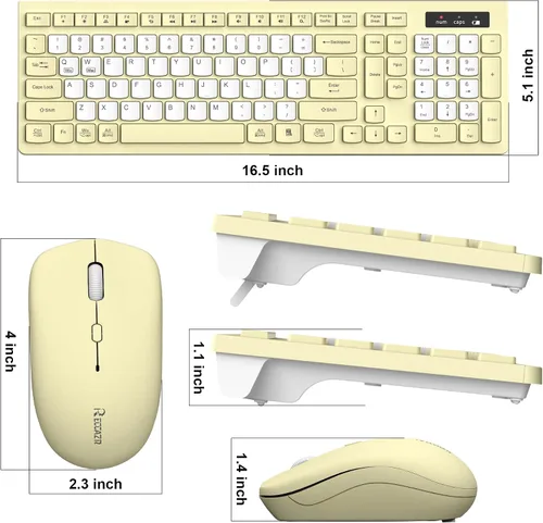 Vista 9 de Combo de teclado y mouse inalámbricos, teclado inalámbrico de tamaño completo y mouse DPI ajustable, receptor USB de 2.4 GHz, teclado y mouse