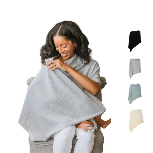Vista 10 de Ponchy de Gold Mamas - Cobertura de lactancia transpirable para la privacidad - Versátil diseño de poncho 5 en 1 - Esencial para el registro