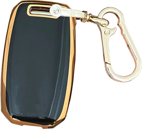 Vista 2 de Funda para llavero Kia con llavero para Kia Rio Optima Soul Sportage Sorento Carens con control remoto inteligente (negro)