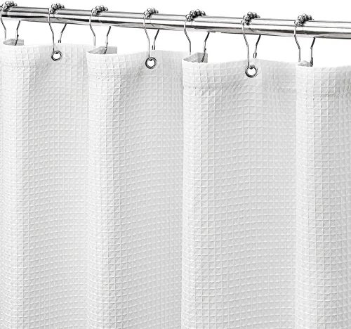 Vista 11 de MISS SELECTEX Cortina de ducha de tela lavable a máquina, clásica tela gruesa de punto gofre, duradera para baño, tela repelente al agua de alta