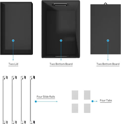 Vista 7 de Caja de archivos colgante con tapa, organizador de archivos, caja de almacenamiento plegable de lino, gabinete de archivos decorativo para Negro