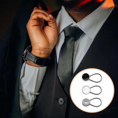 Vista 6 de 12 extensores invisibles de cuello de camisa de 0.8 pulgadas, extensores de botón de cuello ajustables para camisas de vestir, trajes, pantalones