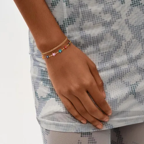 Vista 4 de MEVECCO Pulsera para mujer, chapada en oro de 14 quilates, cadena delicada, joyería simple, hecha a mano, minimalista para ella