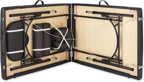 Vista 3 de Saloniture Mesa de masaje profesional portátil y ligera con patas de aluminio, incluye reposacabezas, soporte facial, reposabrazos y funda