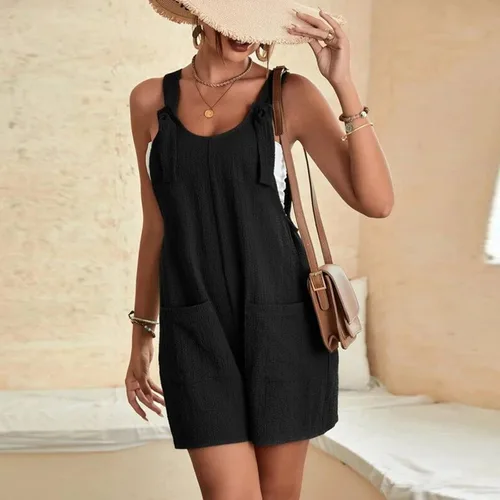 Vista 6 de Wide Leg Jumpsuits for Women Adjustable Strap Jumpsuit Knot Strap Romper Summer Suspender Outfit Shorts Overalls with Pockets