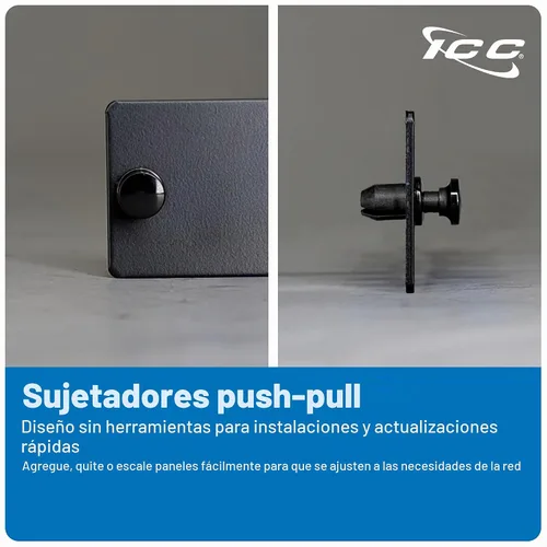 Vista 3 de ICC LGX - Panel en blanco compatible - Placa de relleno a presión para panel de conexión de fibra, cubierta antipolvo para puertos no utilizados