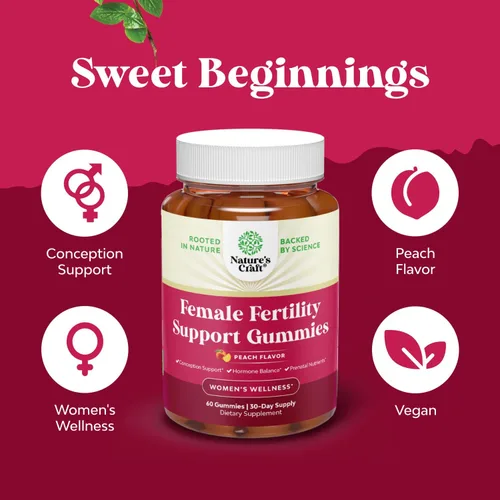 Vista 3 de Gomas de Fertilidad para Mujeres que Intentan Concebir - Sabroso Suplemento de Gomitas para Mujeres con Myo-Inositol, Ácido Fólico y Vitex Alkekengi
