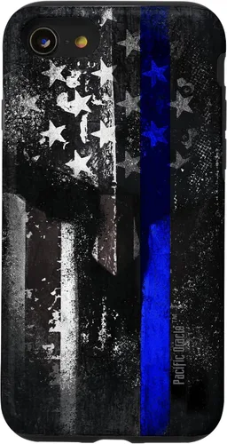 Vista 18 de Trump Police USA Flag Skull Thin Blue Line Support Case for iPhone 17