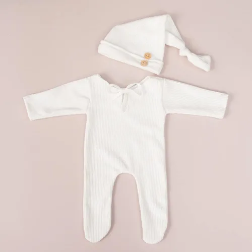 Vista 5 de Accesorios de fotografía para recién nacidos, trajes de bebé niños y niñas, sombrero de cola larga y disfraz para sesión de fotos