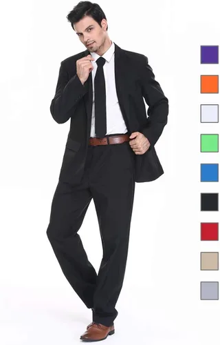 Vista 2 de U LOOK UGLY TODAY Traje de fiesta para hombre, color sólido, para fiestas temáticas, eventos, club, chaqueta con pantalones de corbata