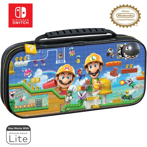 Vista 2 de Game Traveler Nintendo Switch Super Mario Case - Adjustable Viewing Stand & Game Case Storage , Protective Vinyl Hard Shell Case with Deluxe Carry