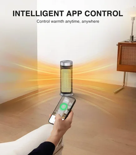 Vista 6 de Calentador eléctrico inteligente de 1500 W para espacios interiores - Control por WiFi/aplicación, control remoto incluido, temporizador de 24H, 5
