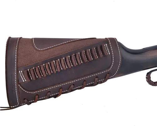 Vista 13 de Cartucho de culata de cuero para rifles calibre 12 o calibre .30-30 .308 Caza bolsa de munición bolsa de bolsa de bolsa de mano derecha escopeta
