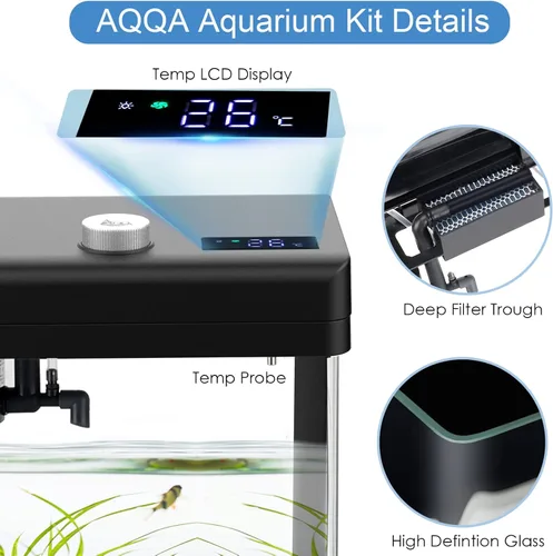 Vista 9 de AQQA Kits de acuario de 1.5 galones de escritorio para pecera pequeña