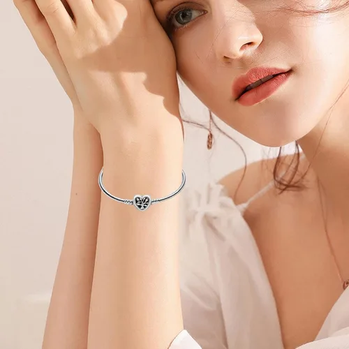 Vista 2 de WAKCTFERG Pulsera de plata de ley 925 para mujer, joyería de momento, cierre de corazón, cadena de serpiente, se adapta a cualquier dije de regalo
