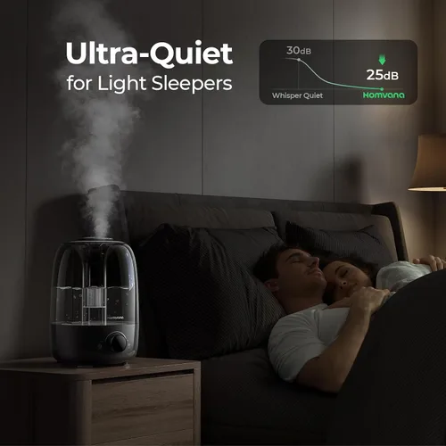 Vista 5 de Homvana Humidificadores para difusores de dormitorio, humidificador de niebla fría de 3.5 L de llenado superior, difusor de tiempo de funcionamiento