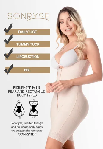 Vista 7 de Sonryse Fajas Colombianas Postparto Tummy Tuck Post Surgery Compression Bodysuit Garment for Women