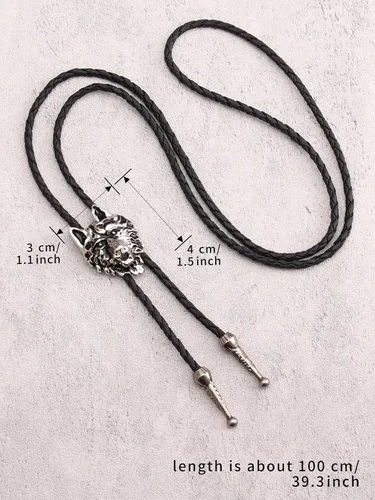 Vista 351 de Jeilwiy Corbata de bolo para hombre, corbata de vaquero occidental, collar de corbata de bolo dorado, corbata de cuero, corbata de Halloween