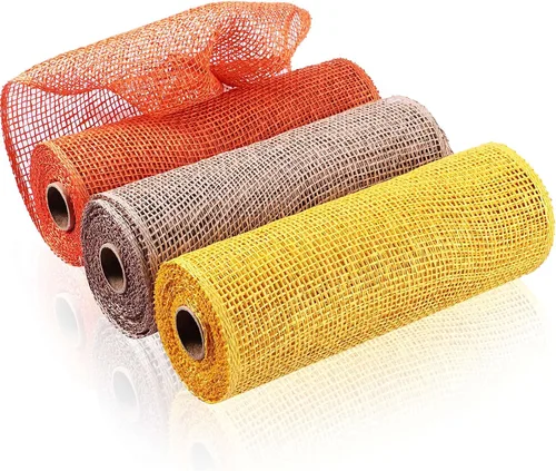 Vista 9 de 3 rollos de malla decorativa de arpillera de poli de 10 pulgadas de ancho, rollos de cinta de malla decorativa de poli para envolver, para Verde