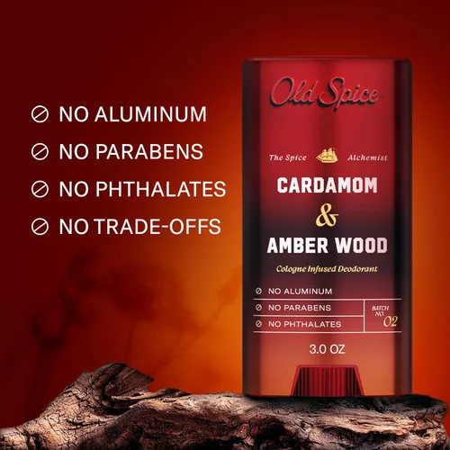 Vista 3 de Old Spice - Desodorante sin aluminio para hombres, cardamomo y madera