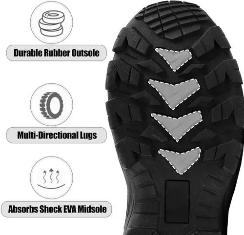 Vista 6 de Botas militares tácticas ligeras para hombre, cómodas, transpirables, duraderas, con cremallera lateral YKK, antideslizantes, botas de combate