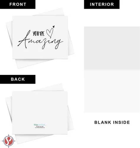 Vista 2 de Tarjetas de felicitación y sobres "You're Amazing" – Elegantes saludos plegables de agradecimiento, aliento y agradecimiento para amigos