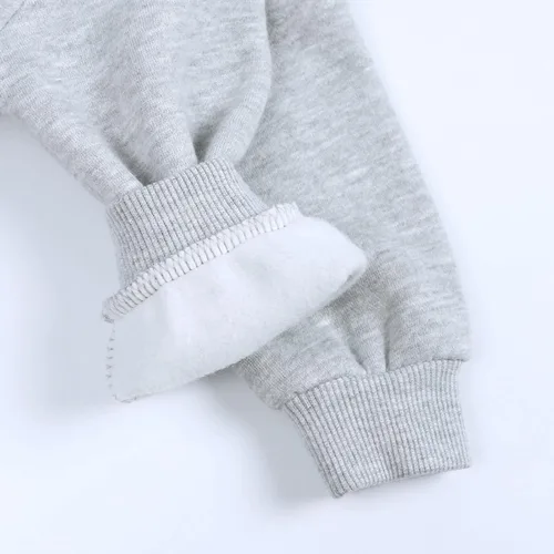 Vista 3 de Sudadera para niños, sudadera de forro polar para bebés Plus Color sólido con brasier (gris, 6-9 meses)