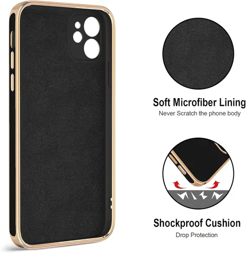 Vista 3 de Hython Funda para iPhone 11 con soporte de anillo [soporte de anillo giratorio de 360° con soporte magnético] [borde de oro rosa chapado en brillo]