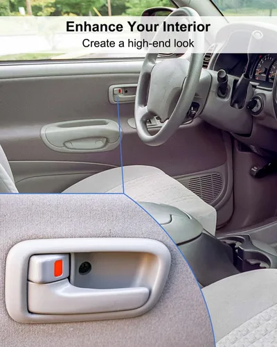 Vista 3 de 4 manijas de puerta interiores beige con bisel para Toyota Tundra (solo cabinas estándar/extendidas) 2000-2006, manija de puerta lateral delantera