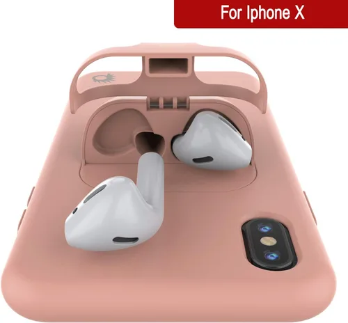 Vista 2 de PunkCase Funda para iPhone X Airpods (Serie CenterPods) Funda delgada y duradera 2 en 1 diseñada para iPhone X (5.8 pulgadas) Protege tu Rosado
