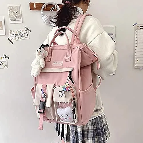 Vista 9 de GGOOB Kawaii Backpack with Kawaii Pin and Accessories Backpack Cute Aesthetic Backpack Cute Kawaii Backpack for School