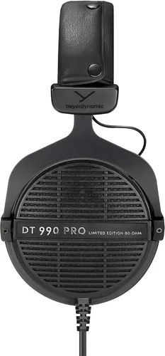 Vista 2 de beyerdynamic DT 990 Pro - Auriculares de diadema para monitor de estudio, sistema abierto, con cable (80 Ohmios, negro edición limitada)