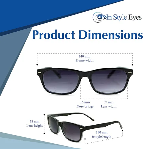 Vista 4 de Seymore - Lentes de sol bifocales retro, montura completa, montura rectangular, lentes asféricas no polarizadas