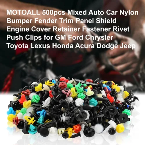Vista 9 de MOTOALL 500 piezas universales mixtas de nailon para parachoques de automóvil, panel de parachoques, cubierta de motor, retenedor, remache, clips