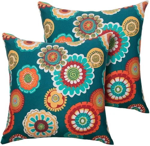 Vista 9 de Magpie Fabrics Paquete de 2 fundas de almohada impermeables para exteriores de 18 x 18 pulgadas, fundas de almohada decorativas de Navidad