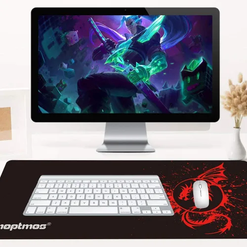 Vista 3 de Alfombrilla de mouse grande para juegos de velocidad extendida Fly Dragon Mouse Pad Gamer Office Computer Mouse Mat A-rojo