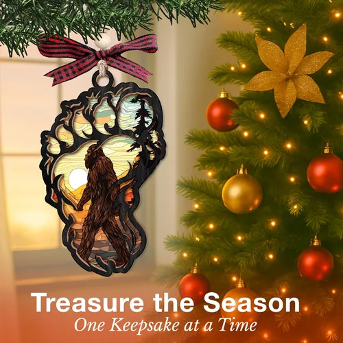 Vista 4 de Adorno de Pie Grande: regalo perfecto para Navidad, tesoros únicos de pie grande para exhibición de árbol de Navidad, atractivo adorno de Sasquatch