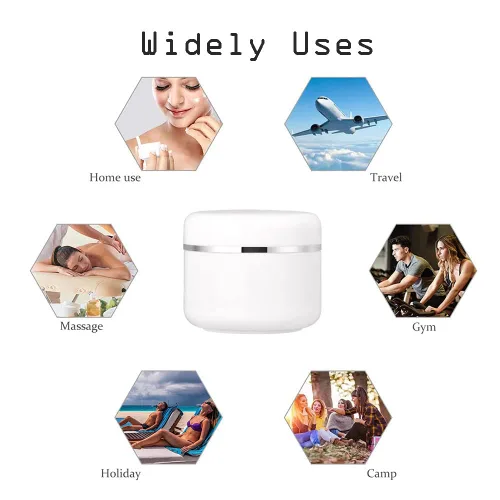 Vista 3 de Mini tarros de crema PP blanco de 0.7 fl oz, borde plateado, con tapa de tornillo y forro de PP, macetas de plástico recargables para muestras