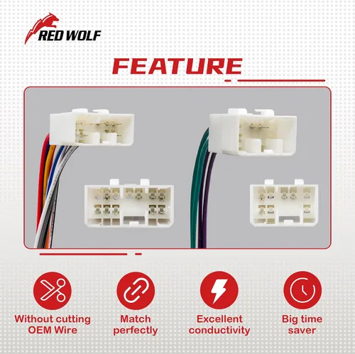 Vista 6 de RED WOLF Arnés de cables de instalación de radio de coche compatible con Mazda 626 Miata MX3 Protege MPV Millinia 1989-2002 conector de enchufe
